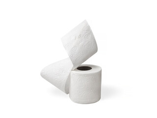 Roll of soft toilet paper on a white background