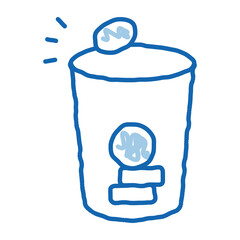 coins in cup doodle icon hand drawn illustration