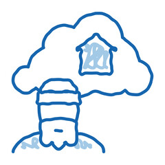 homeless dreaming about home doodle icon hand drawn illustration
