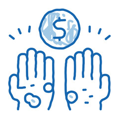 homeless hands ask for money doodle icon hand drawn illustration