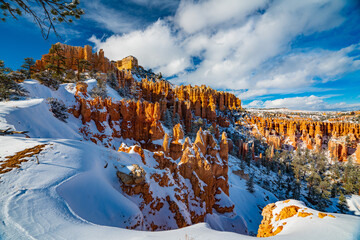 Snow on the Cliffs of Bryce Canyon