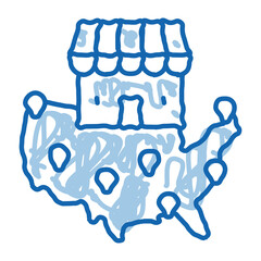 franchise country location doodle icon hand drawn illustration