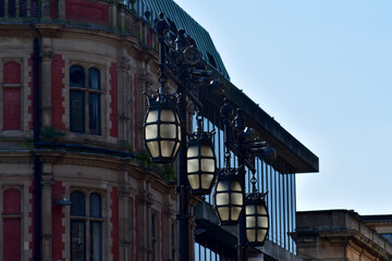 Closeup Four White Glass Lanterns