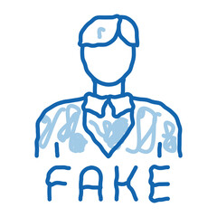 man fake photo doodle icon hand drawn illustration