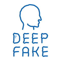 deepfake human face doodle icon hand drawn illustration