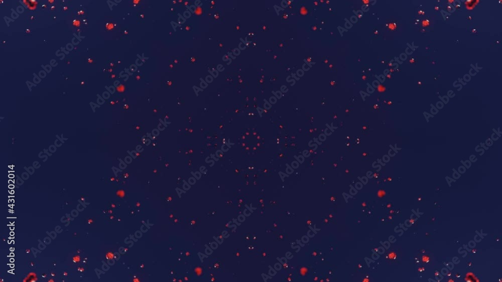 Poster round glowing particles fly on a dark background. animated three-dimensional background. 3d render