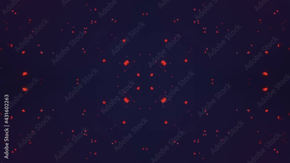 Poster round glowing particles fly on a dark background. animated three-dimensional background. 3d render