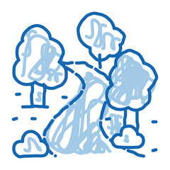 park alley and trees doodle icon hand drawn illustration