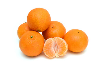 Ripe mandarin citrus isolated tangerine mandarine orange on white background. 