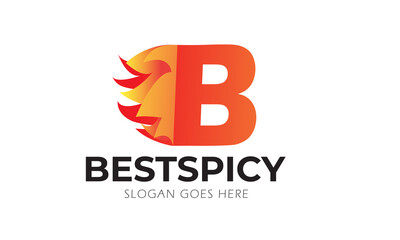 B letter spicy logo for your business. Professional and 3D outlook.