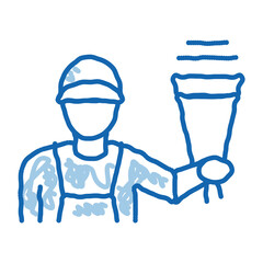 flower shop courier delivery doodle icon hand drawn illustration