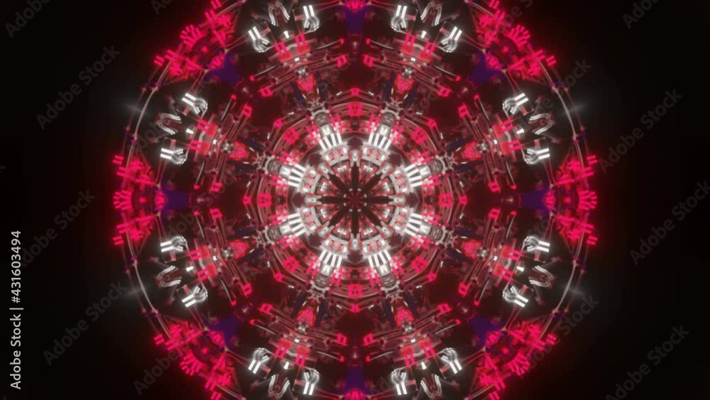 Aufkleber red black flashing kaleidoscope patterns. animated abstract background. 3d render