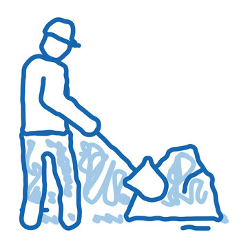 blue sketch person shoveling snow clip art preview