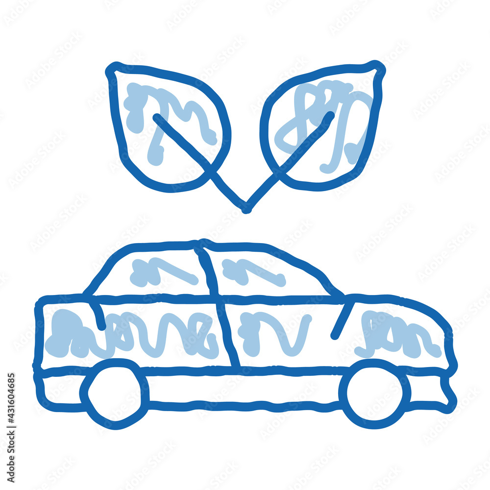 Poster electro ecology environmental protection car doodle icon hand drawn illustration