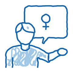 man talking about gay doodle icon hand drawn illustration