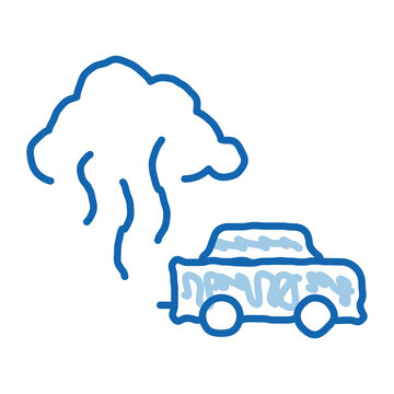 Car Smog Smoke Doodle Icon Hand Drawn Illustration