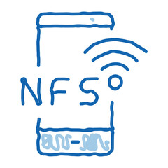 smartphone nfc payment app doodle icon hand drawn illustration