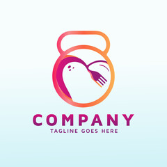 restaurants with fitness icon vector logo design.
