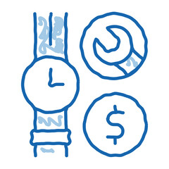 watch repair cost doodle icon hand drawn illustration