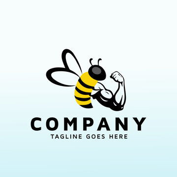 cool bumble bee logo design with fitness icon