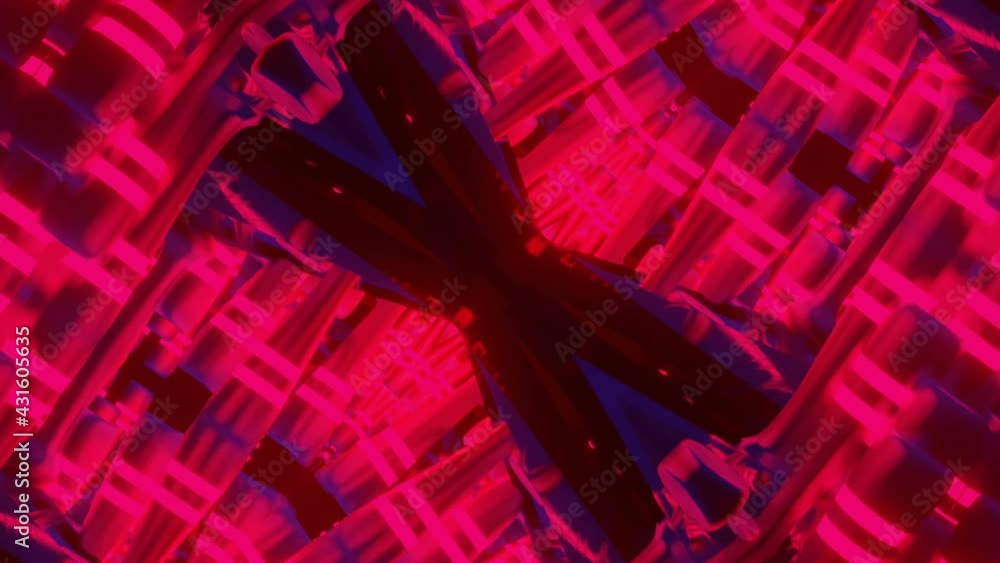 Aufkleber red black flashing kaleidoscope patterns. animated abstract background. 3d render