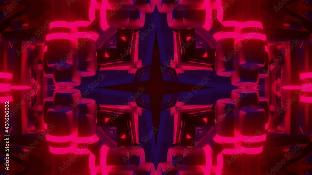 Aufkleber red black flashing kaleidoscope patterns. animated abstract background. 3d render
