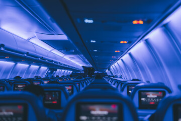 interior of an airplane color blue 
