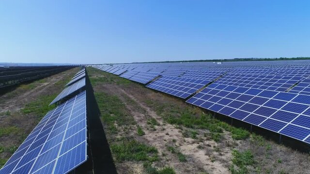The flight between the rows of solar panels
