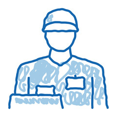 cashier profession doodle icon hand drawn illustration