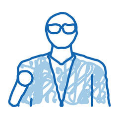 singer profession doodle icon hand drawn illustration