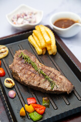 grilled steak with vegetables