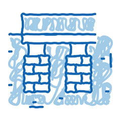 house foundation doodle icon hand drawn illustration