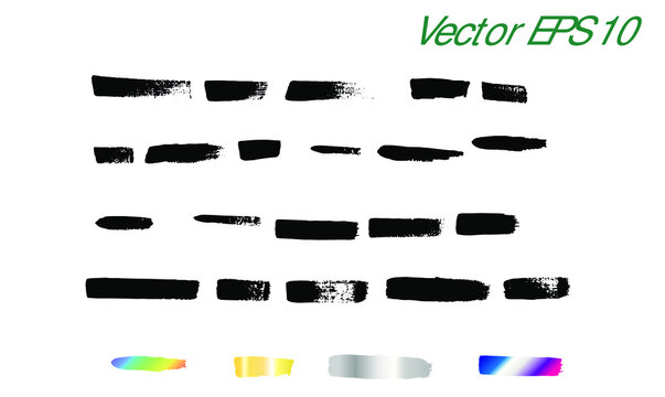 Textured brush stroke, hand-drawing lines in black color, vector EPS 10. Acrylic paint lines.