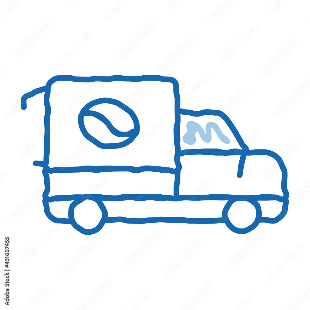 Wall mural coffee car doodle icon hand drawn illustration