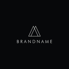 A Letter Triangle Pyramid Outline Logo Design Vector