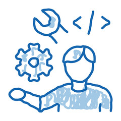 front end developer doodle icon hand drawn illustration