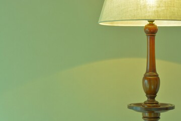 dim lighting room of the mahogany antique lamp. 

This expensive furniture is made in England. 
blurred background soft focus image.	