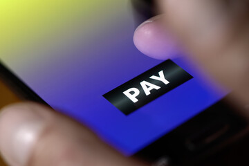 Online Zahlungsvorgang zahlen bezahlen Überweisung mobil im Internet mit Zahlungsanbieter mobile...