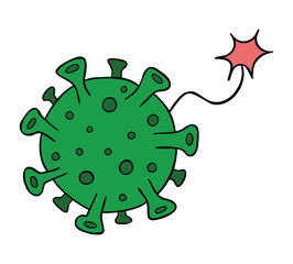 Cartoon vector illustration of coronavirus bomb.