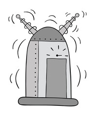 Cartoon vector illustration of running time machine.