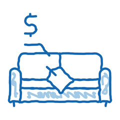 sofa selling doodle icon hand drawn illustration