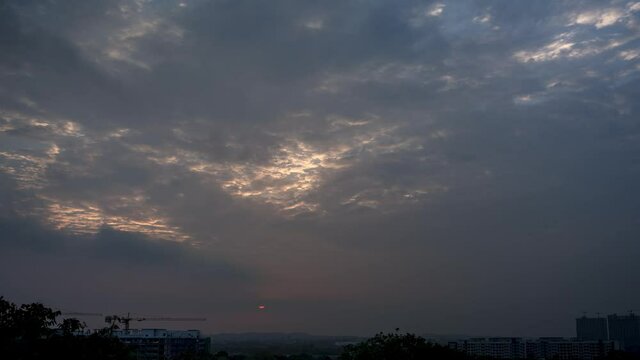 Beautiful morning moving cloudy pink and orange Sunrise
