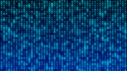 Digital background blue matrix. Matrix background. Binary computer code. Hacker coding concept. 3D rendering.