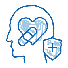 heart and head treatment doodle icon hand drawn illustration