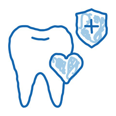 dentist teeth insurance doodle icon hand drawn illustration