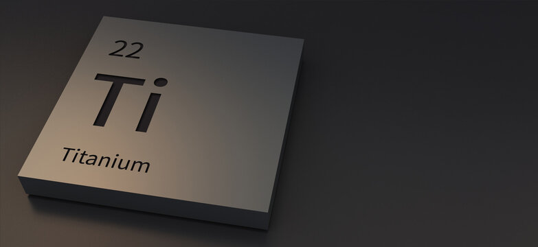 Titanium-elements on periodic table 3d illustration.