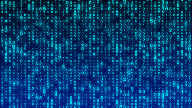 Digital background blue matrix. Matrix background. Binary computer code. Hacker coding concept. 3D rendering.