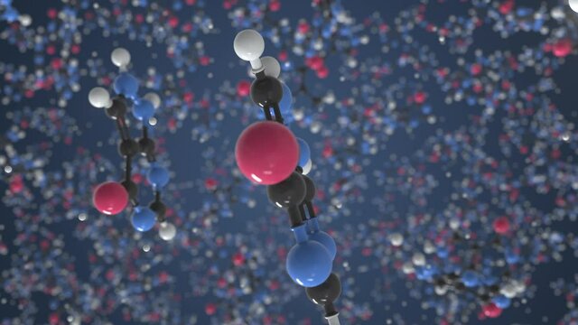 Allopurinol molecule. Molecular model. Looping seamless 3d animation