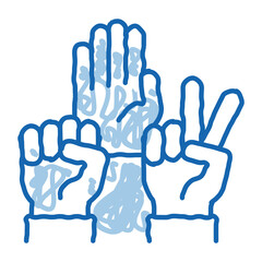 Fototapeta premium human hands race gestures doodle icon hand drawn illustration
