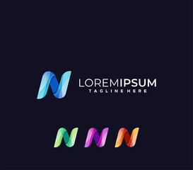 letter N gradient logo design template